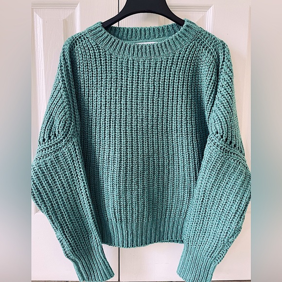Seven Sisters Sweaters - Seven Sisters Teal Knitted Sweater Size L.